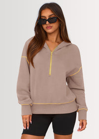 PRETTYGARDEN Women's Hooded Sweatshirts Long Sleeve Half Zip Cropped Hoodie Pullover Winter Fashion Clothes