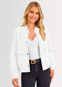 PRETTYGARDEN Women's Bomber Jackets Winter Trendy Varsity Jackets Shackets Button Down Cropped Coats with Pockets