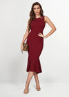 PRETTYGARDEN Women's Sleeveless Midi Bodycon Formal Dress Ruffle Mermaid Hem Elegant Cocktail Wedding Guest Midi Dresses