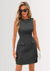 PRETTYGARDEN Womens Formal Sleeveless Summer Dresses Boat Neck Bodycon Elegant A Line Business Work Mini Dresss