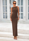 PRETTYGARDEN Women's Semi Formal Midi Dresses Sleeveless Ruched Bodycon Long Elegant Cocktail Wedding Guest Dress