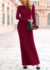 PRETTYGARDEN Women's Fall Fashion Long Sleeve Maxi Dress Ribbed Knit Boat Neck Bodycon Casual Dresses Going Out Outfits