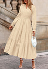 PRETTYGARDEN Women's Fall Wedding Guest Dresses Long Sleeve V Neck Flowy Elegant Holiday Party Maxi Dress with Pockets