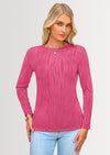 PRETTYGARDEN Long Sleeve Tops for Women Spring Fall Trendy Business Dressy Casual Shirts Crewneck Textured Blouse