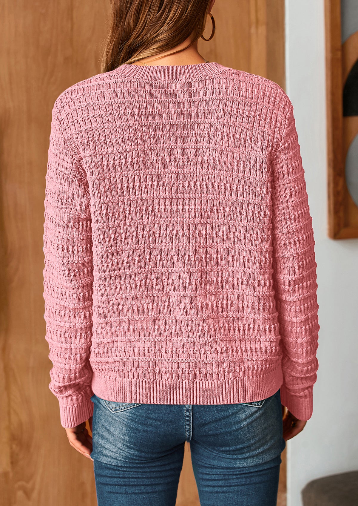 Knit Cardigan Long Sleeve Open Front Button Down Jacket