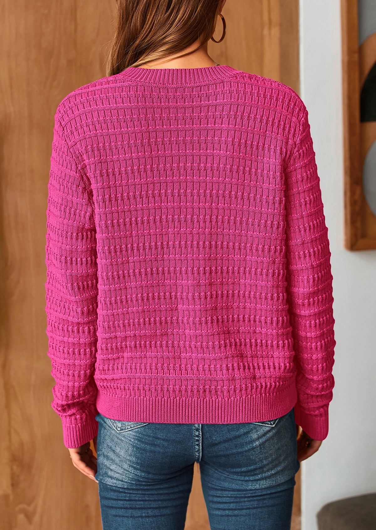 Knit Cardigan Long Sleeve Open Front Button Down Jacket
