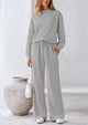 Casual Long Sleeve Pullover Tops and Wide Leg Pants Knitted Two Piece Sets