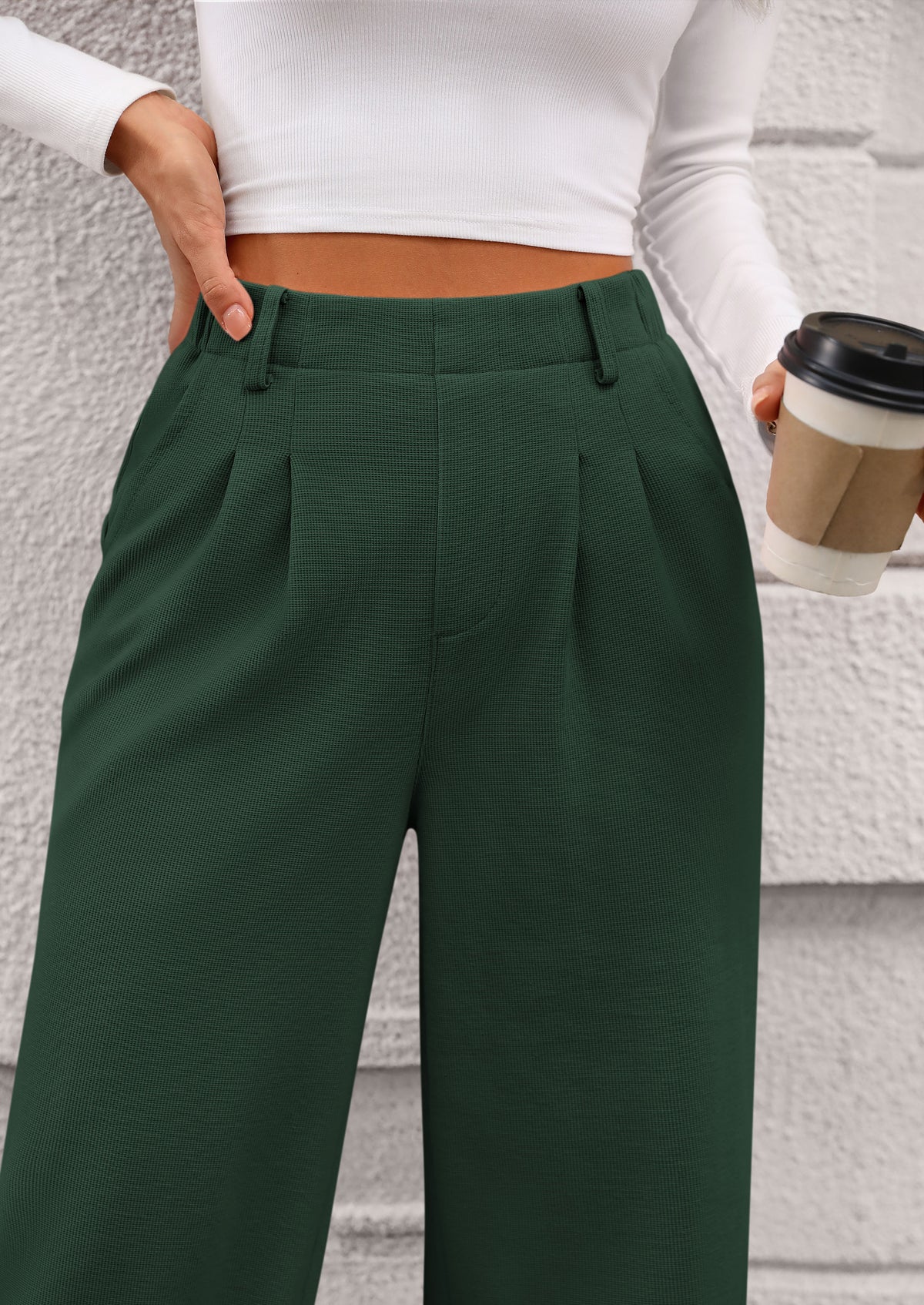 Wide Leg Casual High Elastic Waisted Work Office Palazzo Pants