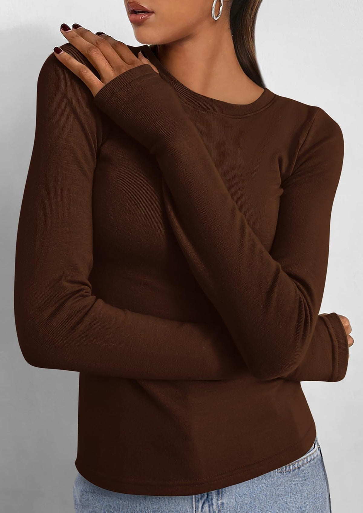 Casual Long Sleeved Round Neck Y2k Top