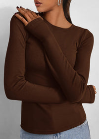 Casual Long Sleeved Round Neck Y2k Top