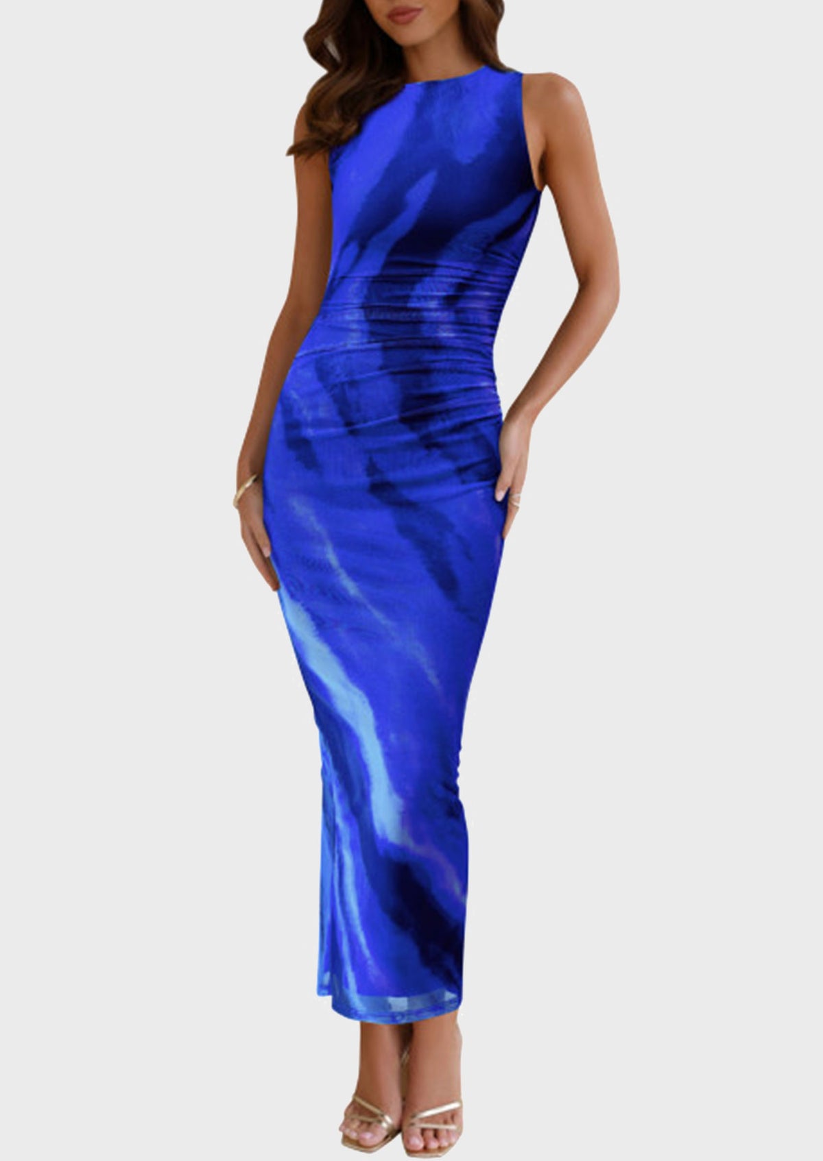 Floral Bodycon Sleeveless Mesh Maxi Long Dresses
