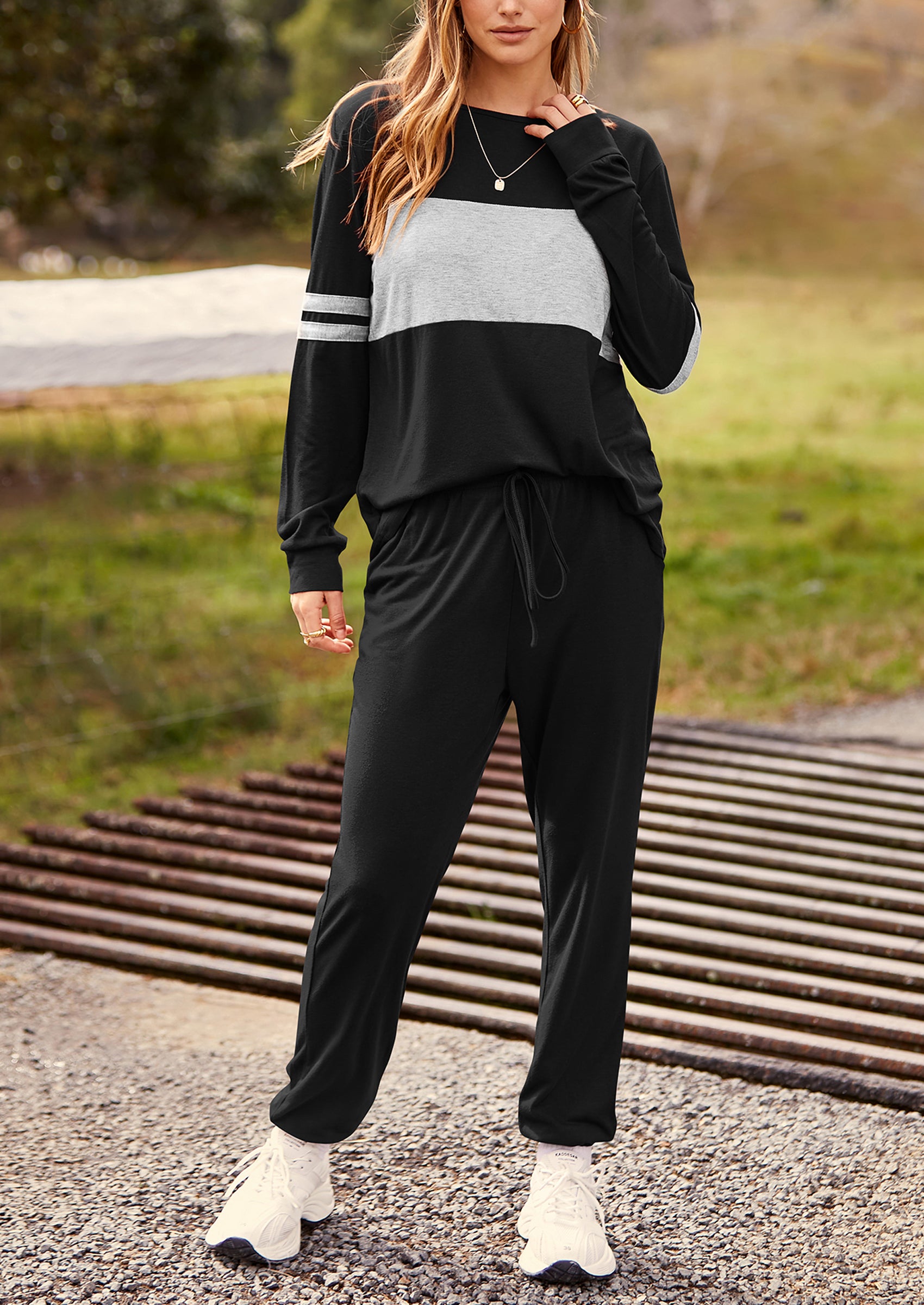Women Piece Long Sleeve Tracksuit with Long Pants freeshipping