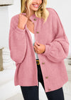PRETTYGARDEN Women's Winter Button Down Cardigan Sweaters Mock Neck Lantern Long Sleeve Chunky Knit Jacket Trendy Outerwear