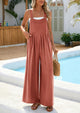Casual Sleeveless Shoulder Strap Loose Wide Leg Pants