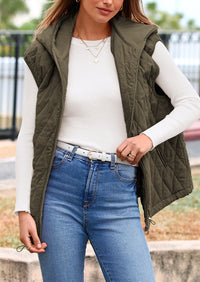Casual Sleeveless Hooded Zipper Jacket Jacket