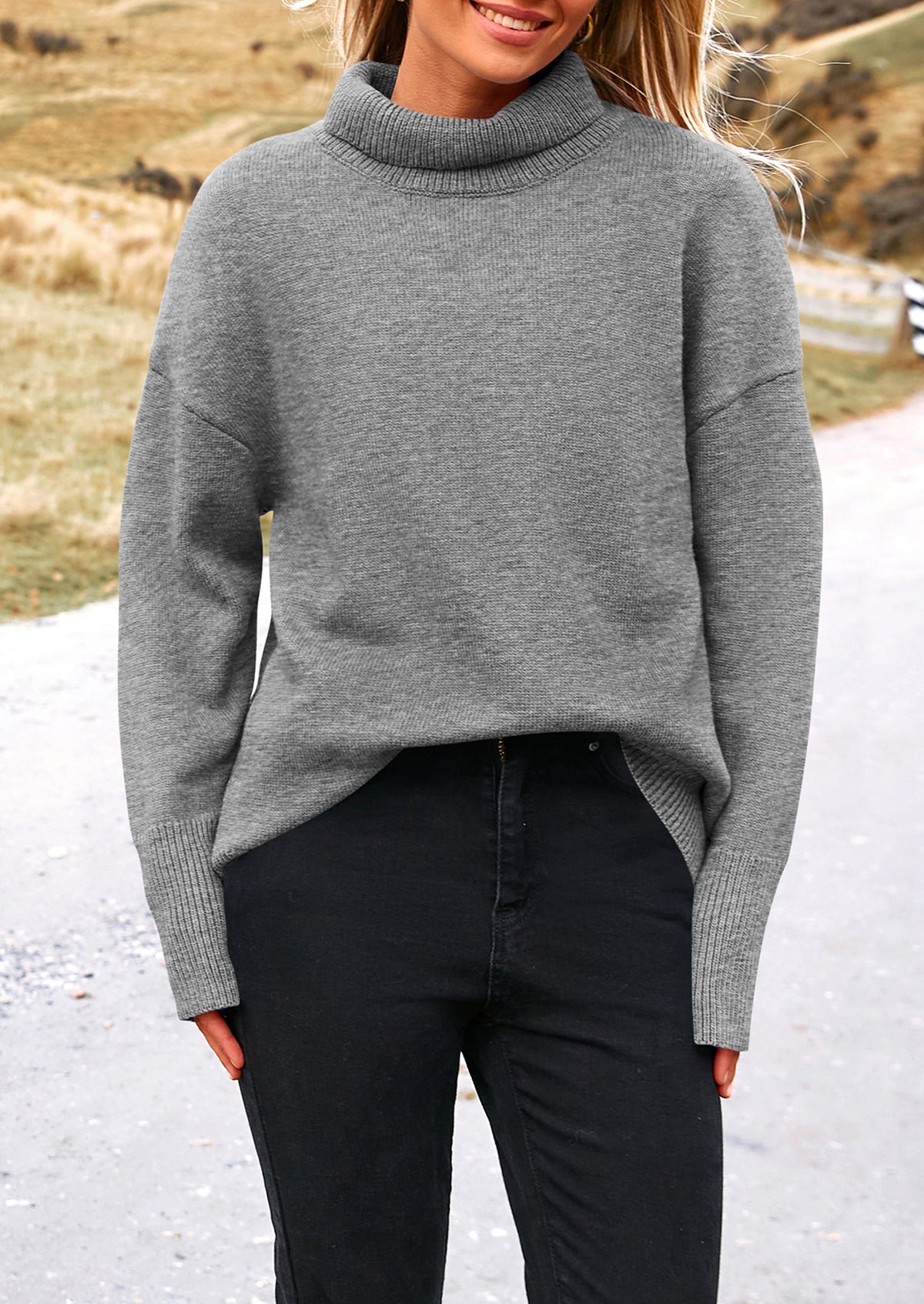 Long Sleeve Oversized Chunky Knitted Casual Turtleneck Sweaters