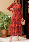 PRETTYGARDEN Women's Floral Maxi Dress Spring Long Sleeve V Neck Casual A Line Long Flowy Boho Party Dresses