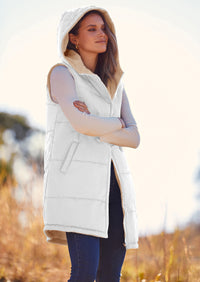 PRETTYGARDEN Womens Fall Reversible Vests Sleeveless Fleece Jacket Zip Up Hoodie Pockets Long Warm Winter Coat Outerwear