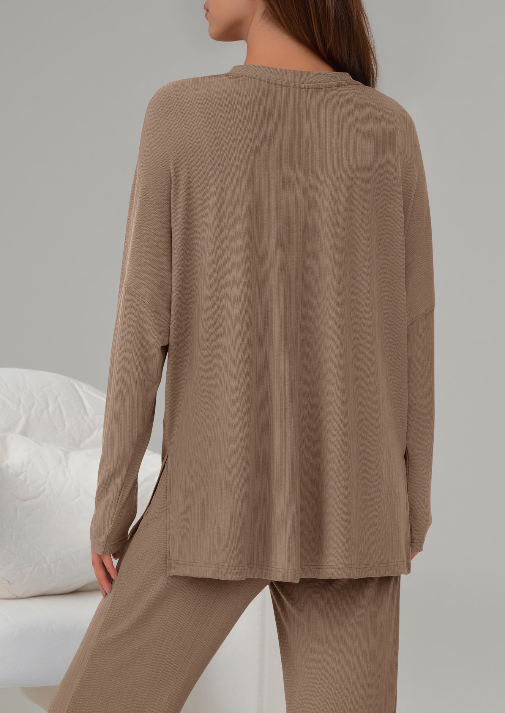 PRETTYGARDEN 2 Piece Lounge Sets for Women Fall Outfits Casual Loose Long Sleeve Tops Wide Leg Pants Matching Pajama Set