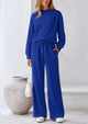 Casual Long Sleeve Pullover Tops and Wide Leg Pants Knitted Two Piece Sets