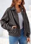 PRETTYGARDEN Women's Faux Leather Motorcycle Jacket Trendy Fall Spring Clothes Oversized Zip Up Winter Coat Outerwear