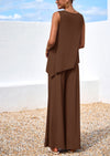 PRETTYGARDEN Women's Two Piece Matching Lounge Sets Asymmetrical Split Tank Tops Wide Leg Pants Summer Outfits Tracksuit
