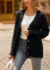 Knitted Solid Color Button Down Chunky Outwear Cardigan
