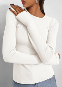 Casual Long Sleeved Round Neck Y2k Top