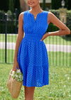 PRETTYGARDEN Women's Summer Dresses Sleeveless V Neck Eyelet Hollow Out Swing A Line Beach Vacation Sun Dress