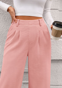Wide Leg Casual High Elastic Waisted Work Office Palazzo Pants