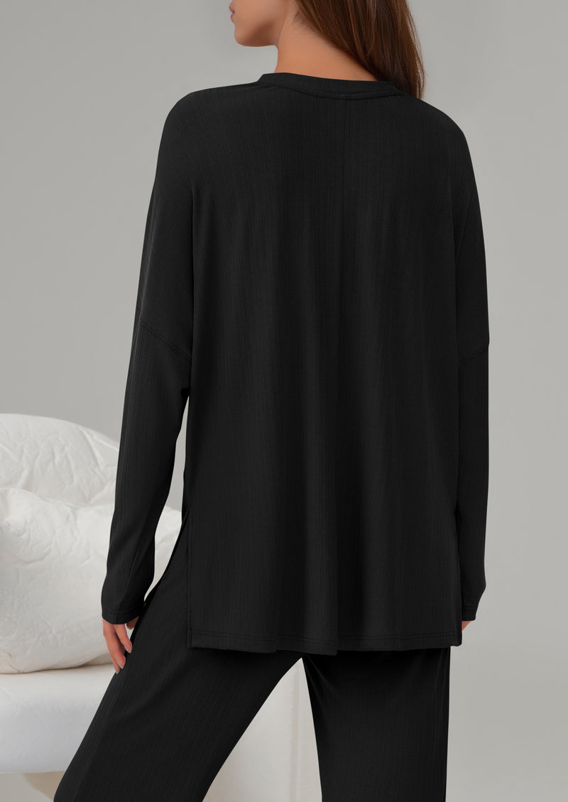 PRETTYGARDEN 2 Piece Lounge Sets for Women Fall Outfits Casual Loose Long Sleeve Tops Wide Leg Pants Matching Pajama Set