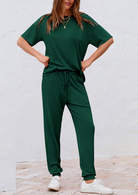 Two Piece Outfit Short Sleeve  Pullover Tops Tracksuits