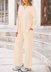 PRETTYGARDEN Women's 2 Piece Outfits Casual Short Sleeve Pullover Tops and Wide Leg Pants Lounge Sets Tracksuits