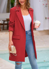 PRETTYGARDEN Women's Spring Fall Long Blazer Jackets Long Sleeve Lapel Pockets Loose Fit Work Casual Blazers Outerwear