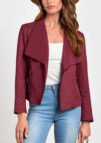 PRETTYGARDEN Women's Faux Suede Jackets Fashion Fall Clothes Long Sleeve Open Front Cropped Coat Outwear