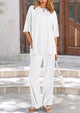 Short Sleeve Pullover Tops And Wide Leg Pants Two Piece Sets