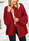PRETTYGARDEN Women's Winter Button Down Cardigan Sweaters Mock Neck Lantern Long Sleeve Chunky Knit Jacket Trendy Outerwear