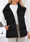 Casual Stand Collar Lightweight Sleeveless Zip Up Padded Coats