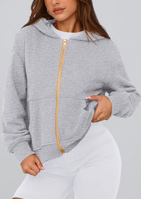 Y2K Zip Up Hoodie Long Sleeve Loose Fit Pockets Casual Sweatshirt