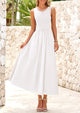 Casual Sleeveless Striped Ribbed Knit Long Dresses Beach Vacation Sundress