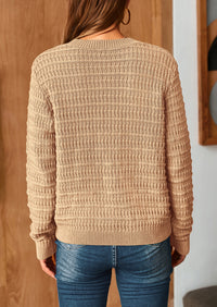 Knit Cardigan Long Sleeve Open Front Button Down Jacket