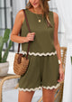 Beach Vacation Cropped Tank Top High Waist Shorts Two Piece Set