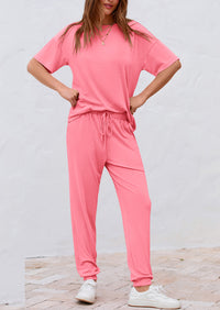 Two Piece Outfit Short Sleeve  Pullover Tops Tracksuits