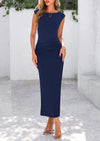 PRETTYGARDEN 2 Piece Sets Going Out Casual Cap Sleeve Crop Tops Ruched Maxi Long Skirts Outfits