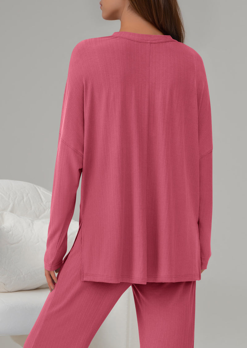 PRETTYGARDEN 2 Piece Lounge Sets for Women Fall Outfits Casual Loose Long Sleeve Tops Wide Leg Pants Matching Pajama Set