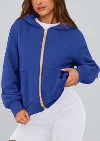 Y2K Zip Up Hoodie Long Sleeve Loose Fit Pockets Casual Sweatshirt