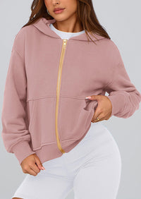 Y2K Zip Up Hoodie Long Sleeve Loose Fit Pockets Casual Sweatshirt