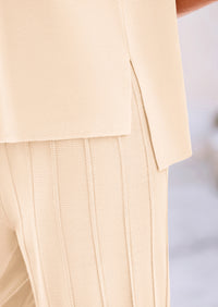Pullover Tops And Wide Leg Pants Casual Two Piece Sets