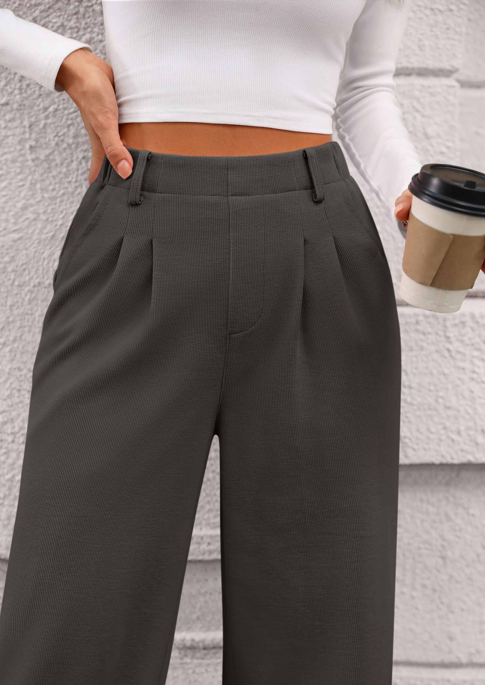 Wide Leg Casual High Elastic Waisted Work Office Palazzo Pants