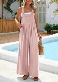 Casual Sleeveless Shoulder Strap Loose Wide Leg Pants